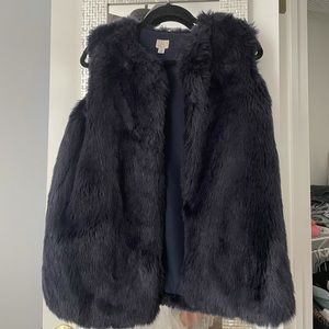 Navy blue faux fur vest